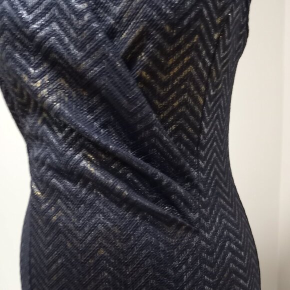 STYLE RACK BLUE/BLACK GOLD SHIMMER MINI DRESS WOMEN SIZE M - Picture 5 of 8